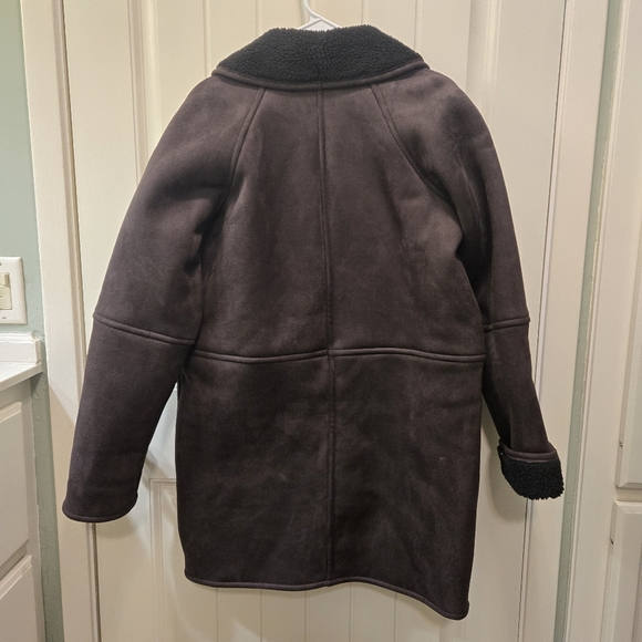 NWT Gap Vegan Suede Shawl Collar Coat Basic Black Brown - Picture 11 of 12